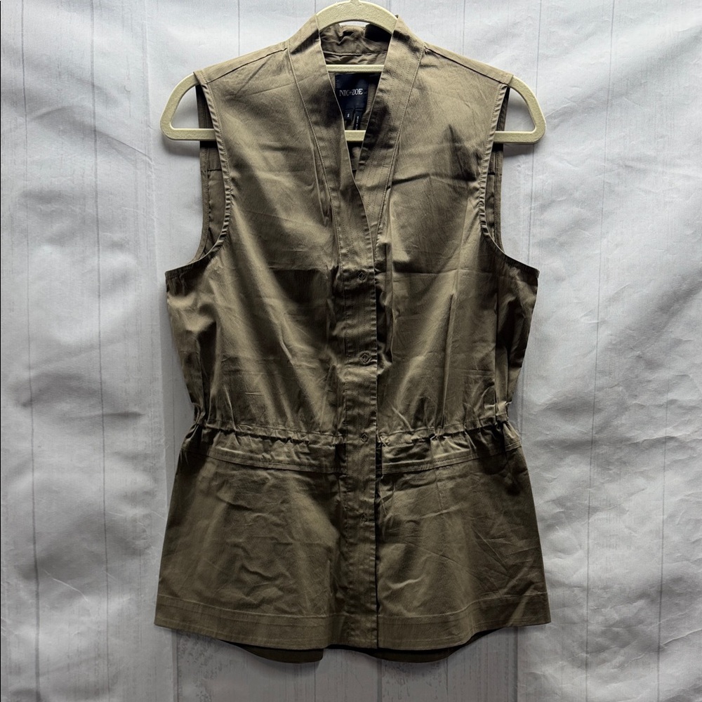 NIC+ZOE Khaki Army Green Snap Front Utility Vest